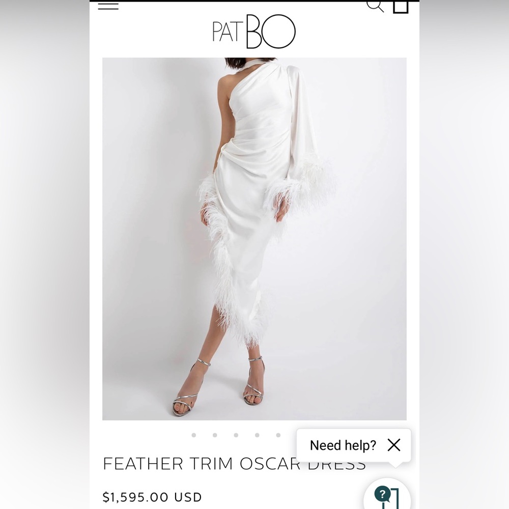 Stunning PatBO ostrich feather trimmed white dress